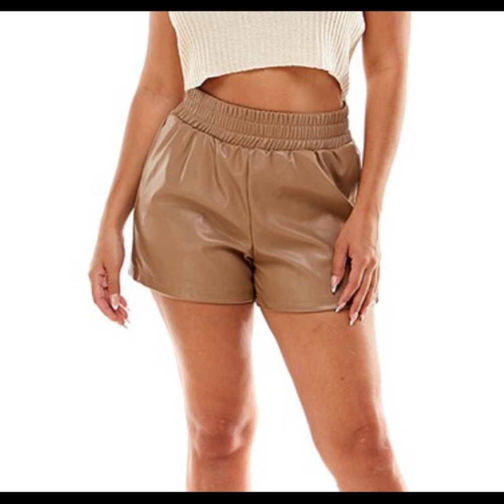 “Cappuccino” Faux Leather Shorts